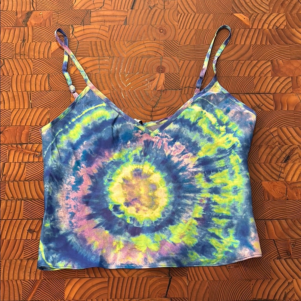Roy G. Tie-Dye Spaghetti Strap Top Silk Camisole Small